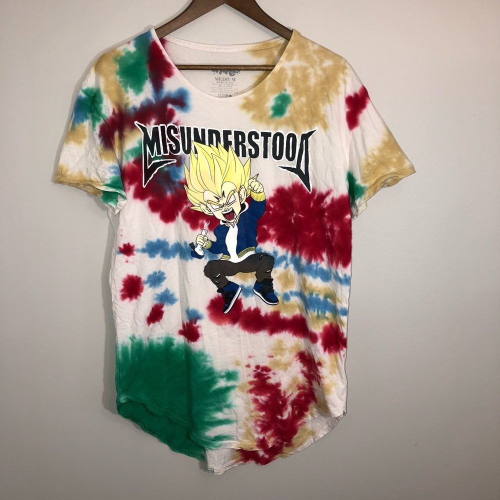 Vintage DRAGONBALL Z Majin Vegeta Kid Anime Tye Dyed Pajama Night Shirt Sz MED